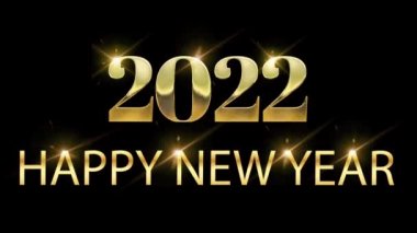 Altın Mutlu Yıllar 2022 kart tasarımı turuncu ışıltılı. 