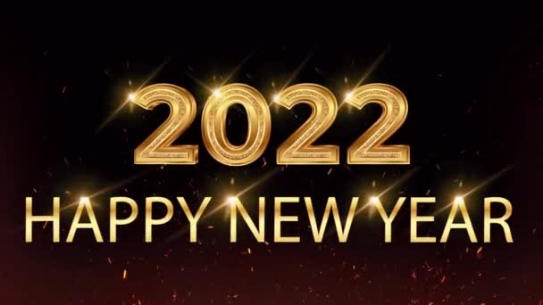 Diseño Tarjeta Golden Happy Año Nuevo 2022 Con Brillo Naranja — Vídeos de Stock