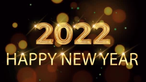 Golden Happy New Year 2022 Conception Carte Avec Étincelle Orange — Video