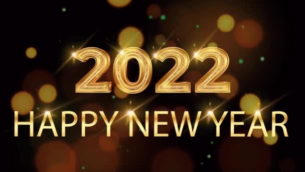 Golden Happy New Year 2022 Kártya Design Narancssárga Csillogással — Stock videók