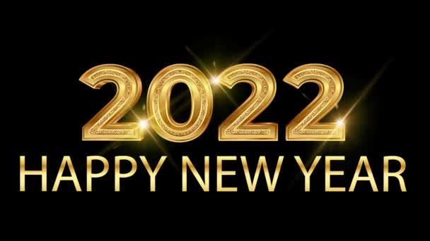 Golden Happy New Year 2022 Card Design Orange Sparkle — Stock Video