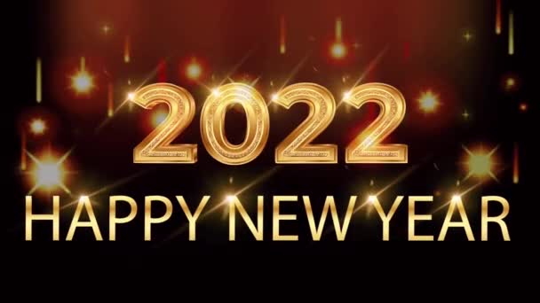 Goldenes Happy New Year 2022 Kartendesign Mit Orangefarbenem Glanz — Stockvideo