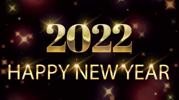 Projeto Cartão Golden Happy New Year 2022 Com Brilho Laranja — Vídeo de Stock