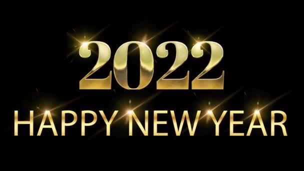 Goldenes Happy New Year 2022 Kartendesign Mit Orangefarbenem Glanz — Stockvideo