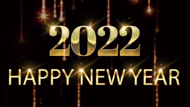 Złoty Szczęśliwego Nowego Roku 2022 Projekt Karty Pomarańczowym Blaskiem — Wideo stockowe
