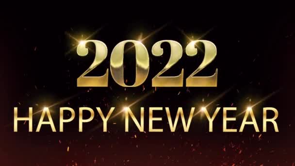Goldenes Happy New Year 2022 Kartendesign Mit Orangefarbenem Glanz — Stockvideo