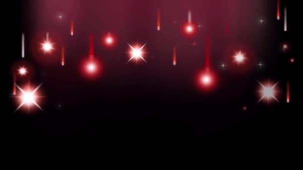 アニメーション赤い星が輝き 黒の質感のためのスペース — ストック動画