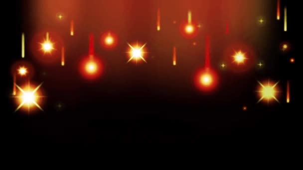 Animation Orange Stars Sparkles Black Space Texture — Stock Video