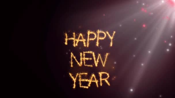 Texte Doré Happy New Year Avec Lumière Soleil Orange Sur — Video