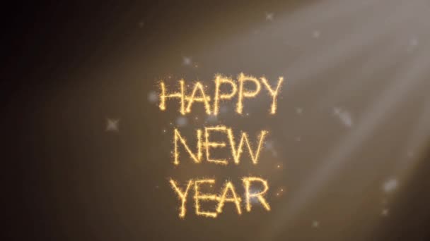 Texte Doré Happy New Year Avec Lumière Soleil Orange Sur — Video