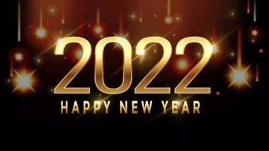 Altın Mutlu Yıllar 2022 kart tasarımı turuncu ışıltılı. 