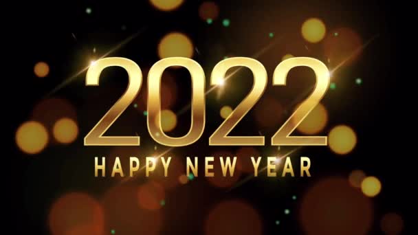 Golden Happy New Year 2022 Kaart Ontwerp Met Oranje Glinstering — Stockvideo