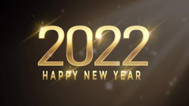 Altın Mutlu Yeni Yıl 2022 Kart Tasarımı Turuncu güneş ışığı. 