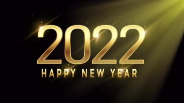 Altın Mutlu Yeni Yıl 2022 Kart Tasarımı Turuncu güneş ışığı. 