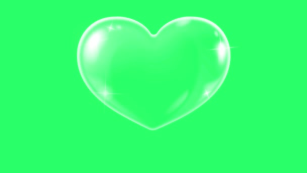 緑の背景に浮かぶアニメーション白い気泡の心の形 — ストック動画