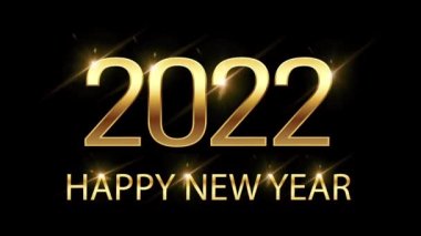 Animasyon Altın Doku Mutlu Yıllar 2022 Siyah arkaplanlı.