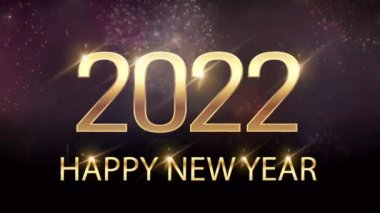 Animasyon Altın Doku Mutlu Yıllar 2022 Renkli havai fişeklerle.