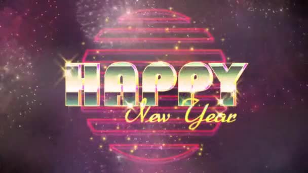 Animación Oro Textura Feliz Año Nuevo Con Fuegos Artificiales Colores — Vídeos de Stock
