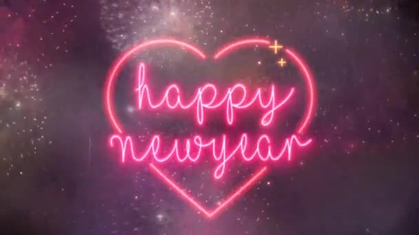 Animación Rosa Textura Feliz Año Nuevo Con Fuegos Artificiales Colores — Vídeos de Stock