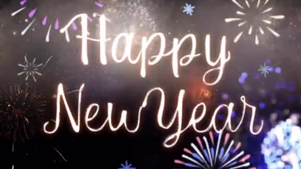 Animation Weiße Textur Happy New Year Mit Buntem Feuerwerk — Stockvideo