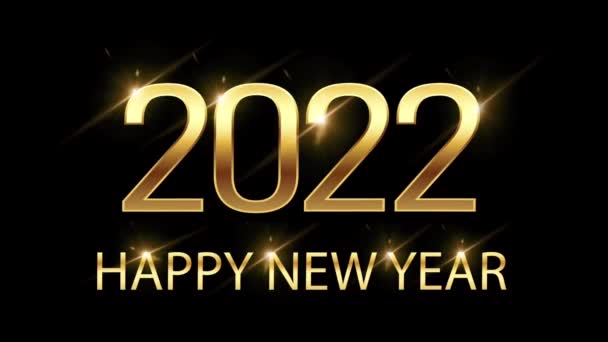 动画金色纹理Happy新的2022年黑色背景 — 图库视频影像