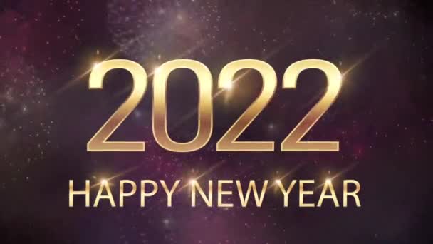 Animation Golden Texture Happy New Year 2022 Colorful Firework — Stock Video