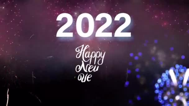 Animáció Fehér Textúra Happy 2022 Színes Tűzijáték — Stock videók
