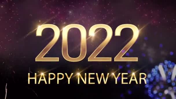 Animación Oro Textura Feliz Año Nuevo 2022 Con Fuegos Artificiales — Vídeo de stock