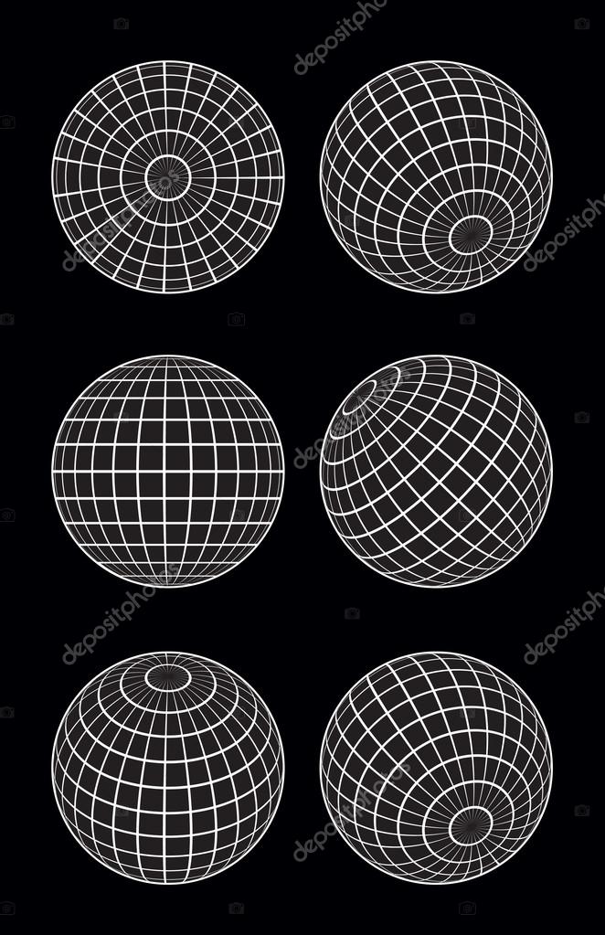 Use these sphere grids for a variety of designs - the foundation for a logo, disco ball, ornament, planet, diagram, graph and more!