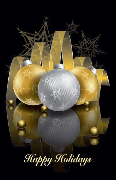 Arany & ezüst karácsonyi illusztráció: — Stock Vector
