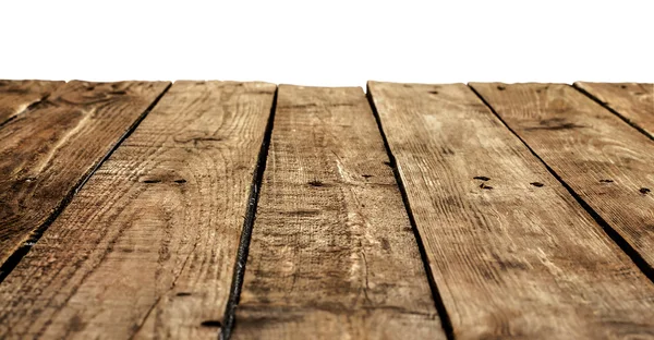 Old vintage planked wood table in perspective — Stock Photo, Image