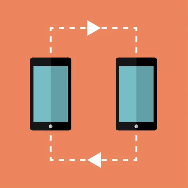 Birbirine bağlı iki mobil cihazlar — Stok Vektör