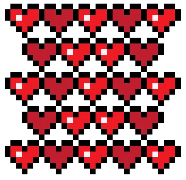 Vector Heart Pixel Icon Pattern — Stock Vector