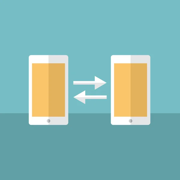 Dos dispositivos móviles conectados entre sí — Archivo Imágenes Vectoriales