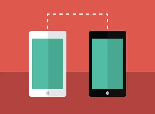 Два мобильных устройства подключены — стоковый вектор