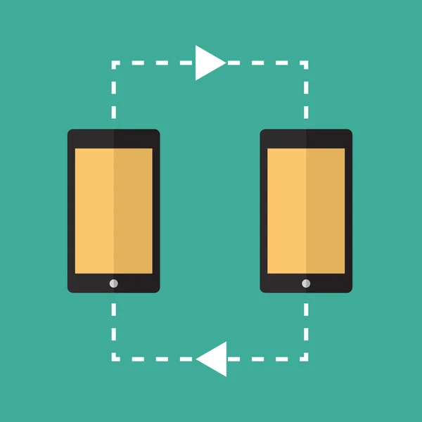 Birbirine bağlı iki mobil cihazlar — Stok Vektör
