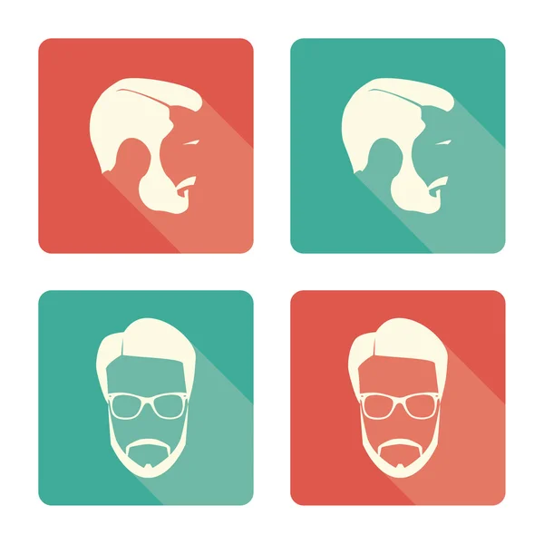 Flat design icons set of a mans face — Stock Vector