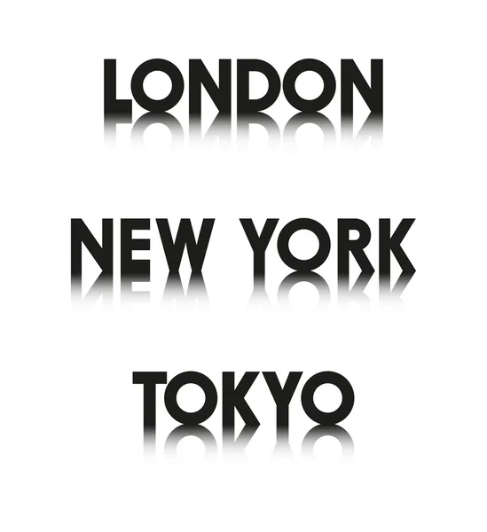 Headers för London, New York och Tokyo — Stock vektor