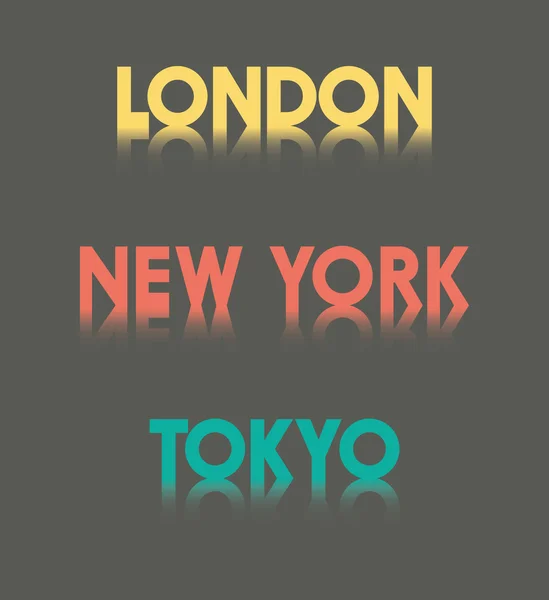 Cabeçalhos para Londres, Nova York e Tóquio — Vetor de Stock