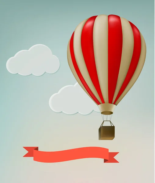 Retro background with colorful air balloons and clouds. Vector. — Stock Vector