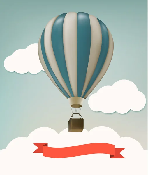 Retro background with colorful air balloons and clouds. Vector. — Stock Vector