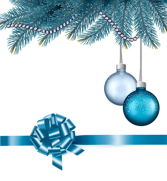 Christmas background with balls and branches. Vector illustratio — Stock Vector