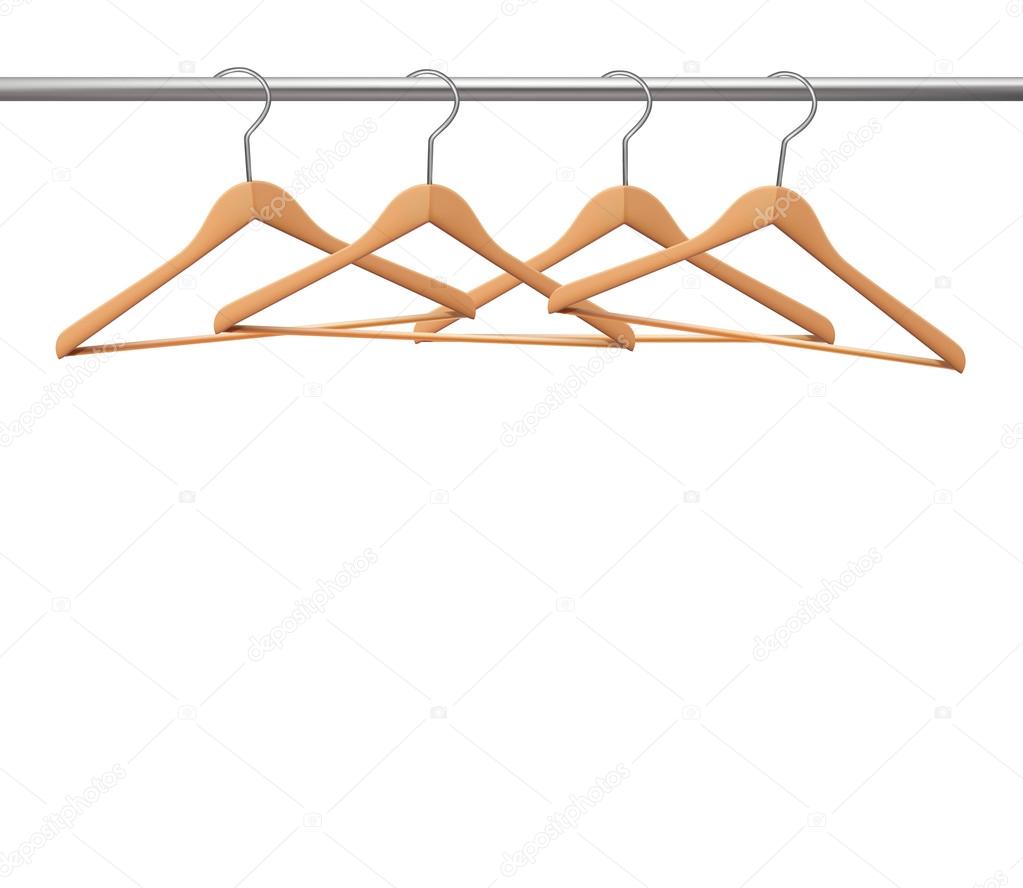 Coat hangers on a clothes rail. Vector