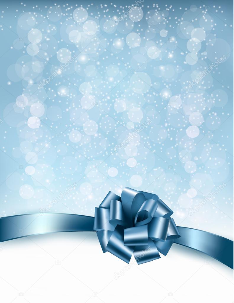 Holiday background with gift glossy bows and ribbons. Vector