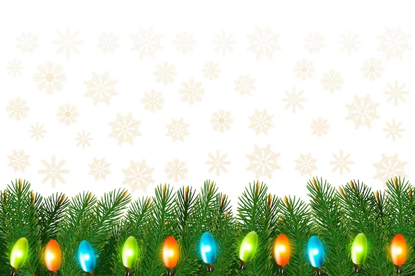 Fond de Noël avec guirlande colorée et branches Vector i — Image vectorielle