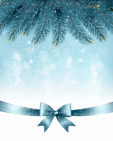 Winter snow and blue ribbon background. Vector. — Stock Vector