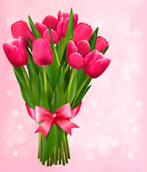 Fond de vacances Saint-Valentin avec bouquet de fleurs roses avec — Image vectorielle