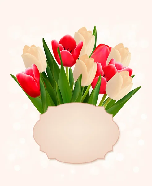 Fondo de vacaciones del Día de las Madres con ramo de flores coloridas — Vector de stock
