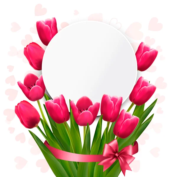 Fondo de celebración con tulipanes rosados. Vector . — Archivo Imágenes Vectoriales