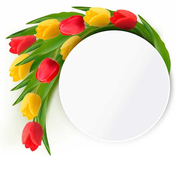 Sarı ve kırmızı laleler tatil arka plan. Vektör,